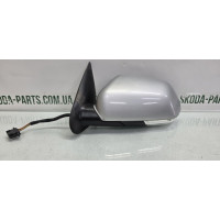 Дзеркало ліве електричне з підігрівом підсвіткою поворювачем повороту сіре 9156 Skoda Octavia A5 до рестайл VAG (1Z1857501GMC)