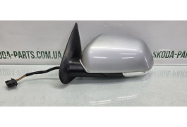Дзеркало ліве електричне з підігрівом підсвіткою поворювачем повороту сіре 9156 Skoda Octavia A5 до рестайл VAG (1Z1857501GMC)