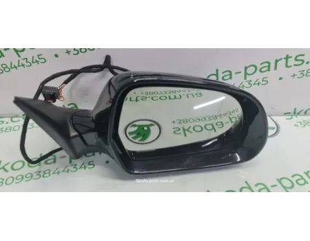 Дзеркало праве з підсвіткою 7 пінів рестайл чорне 1Z1Z Skoda Octavia A5 1Z1857508MM VAG (1Z1857508MM)