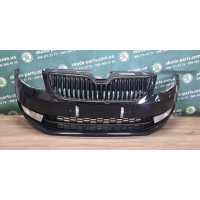 Бампер передній чорний 1z1z комплектний Skoda Octavia A7 до рестайл VAG (5E0807221AA)
