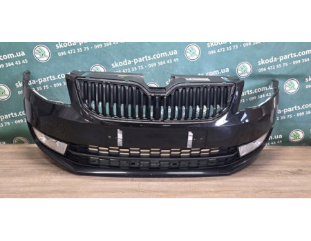 Бампер передній чорний 1z1z комплектний Skoda Octavia A7 до рестайл VAG (5E0807221AA)