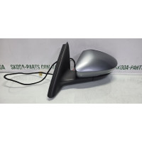 Дзеркало заднього виду ліве водійське з автоскладанням та підсвіткою Skoda Octavia A7 колір LF8L VAG (5E1857507E)