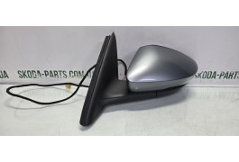 Дзеркало заднього виду ліве водійське з автоскладанням та підсвіткою Skoda Octavia A7 колір LF8L VAG (5E1857507E)