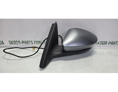 Дзеркало заднього виду ліве водійське з автоскладанням та підсвіткою Skoda Octavia A7 колір LF8L VAG (5E1857507E)