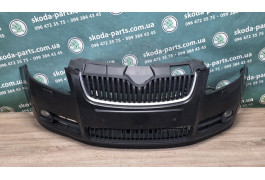 Бампер передній комплектний чорний колір 1z1z/9910 Skoda Fabia II до рестайл VAG (5J0807221T)