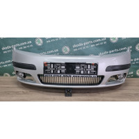 Бампер передній сірий 9102 Skoda Fabia рестайл VAG (6Y0807221AAJ)