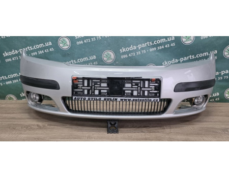 Бампер передній сірий 9102 Skoda Fabia рестайл VAG (6Y0807221AAJ)