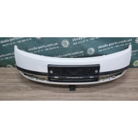 Бампер передній Skoda Fabia до рестайл білий колір VAG (6Y0807221DA)