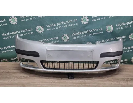 Бампер передній сірий колір 9102 Skoda Fabia рестайл VAG (6Y0807221EE)