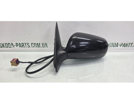 Дзеркало ліве електричне колір чорний 9910 Skoda Fabia до рестайл VAG (6Y1857501B9910)